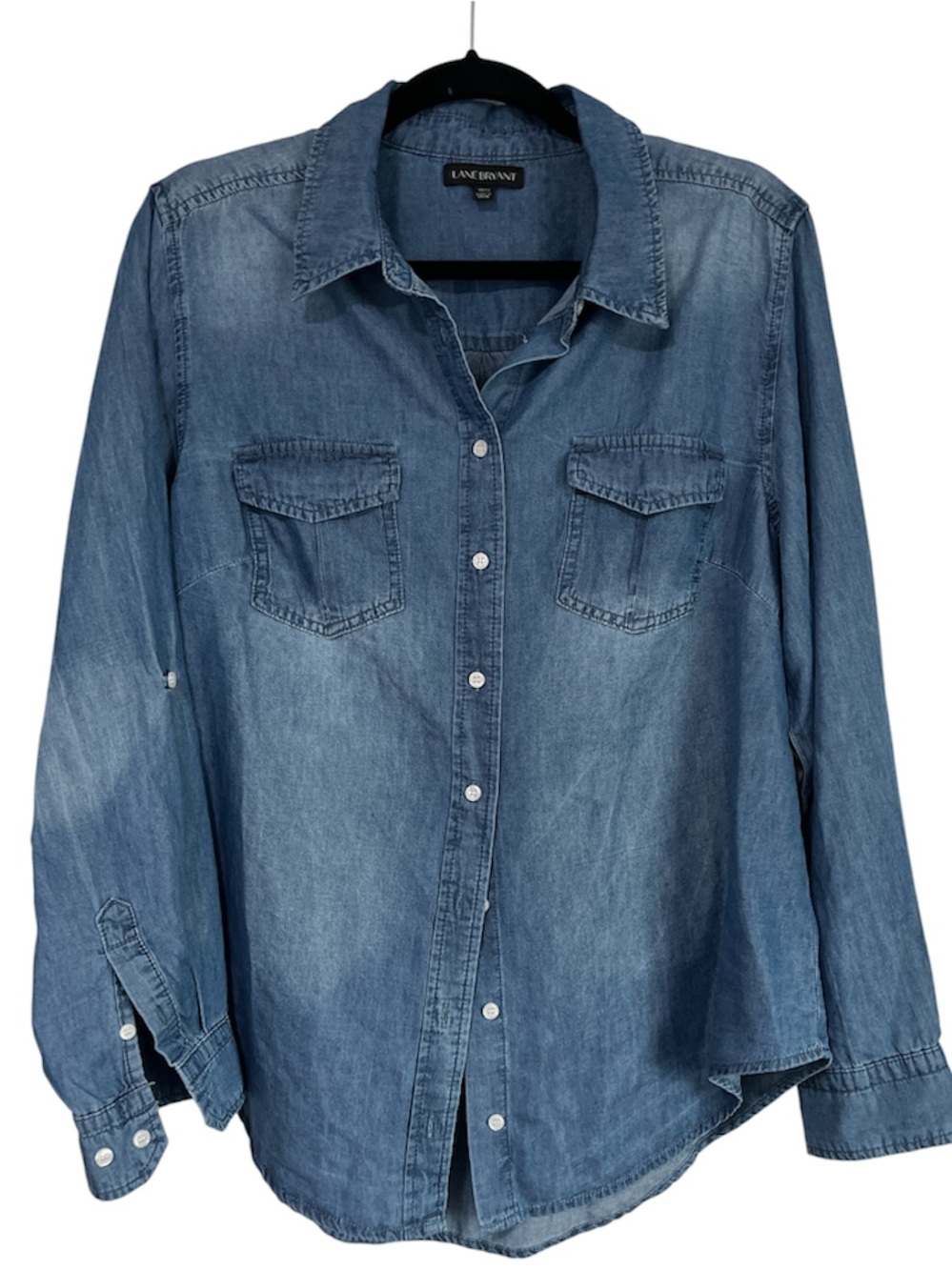 Lane Bryant Washed Chambray Shirt - Blue